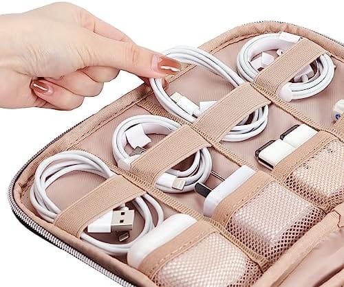 BELALIFE Portable Travel Cable Organizer Bag, Tech Storage Bag for Cord, Charger, Phone, Earphone, Hard Drive, USB, SD Card and Electronic Accessories, Pink - Image 3