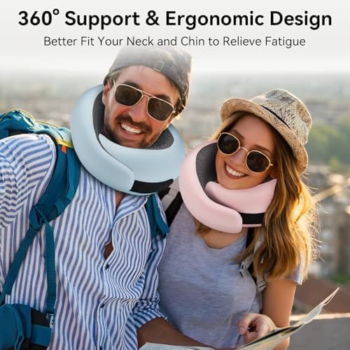 WANDER PLUS® Travel Pillow, 100% Pure Memory Foam Travel Neck Pillow Airplane Neck Support Ergonomic Design Best for Sleeping Plane Car Train Office Flight for Adults Grey - Image 6