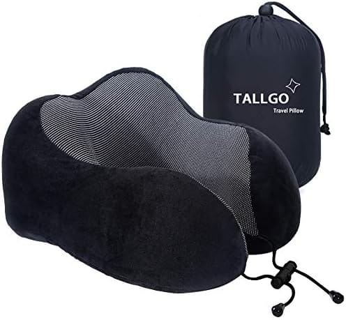 Travel Pillow, Best Memory Foam Neck Pillow Head Support Soft Pillow for Sleeping Rest, Airplane Car & Home Use (Black)