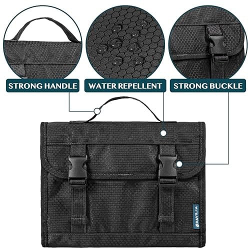 PAVILIA Travel Hanging Toiletry Bag for Women Men, Large Capacity Makeup Bag Kit, Waterproof Cosmetic Storage Organizer Case for Bathroom Shower, Black - Image 3