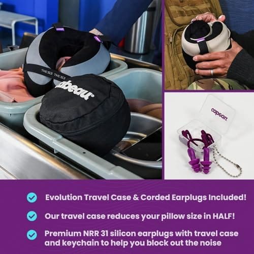 Cabeau The Neck's Evolution, TNE S3 Travel Neck Pillow Memory Foam Airplane Pillow - Neck Pillow with Attachment Straps - 360-Degree Support for Travel, Home, Office, and Gaming (Paris Lavender) - Image 8