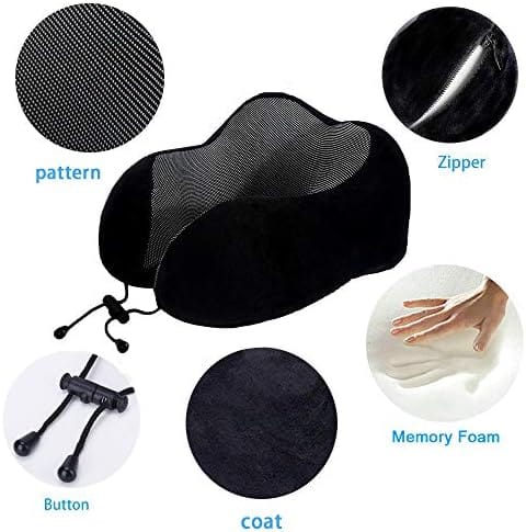 Travel Pillow, Best Memory Foam Neck Pillow Head Support Soft Pillow for Sleeping Rest, Airplane Car & Home Use (Black) - Image 5