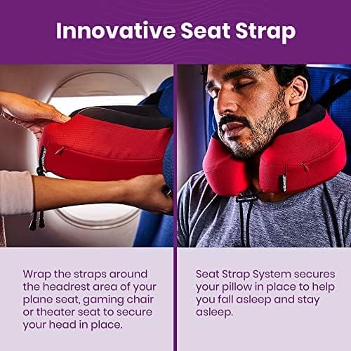 Cabeau Evolution S3 Travel Neck Pillow Memory Foam Neck Support, Adjustable Clasp, and Seat Strap Attachment - Comfort On-The-Go with Carrying Case for Airplane, Train, and Car (Jet Black) - Image 5