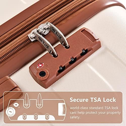 Merax 3 Pcs ABS Hardside Luggage Sets TSA Lock Spinner Wheel Suitcases, Pearly White, 20/24/28 Inch - Image 2