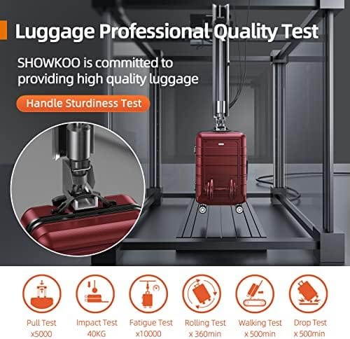 SHOWKOO Luggage Sets Expandable PC+ABS Durable Suitcase Double Wheels TSA Lock 5pcs Wine Red - Image 8