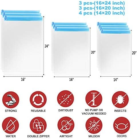 Compression Bags - Travel Accessories - 10 Pack Space Saver Bags - No Vacuum or Pump Needed - Vacuum Storage Bags for Travel Essentials - Home Packing-Organizers (Blue) - Image 4