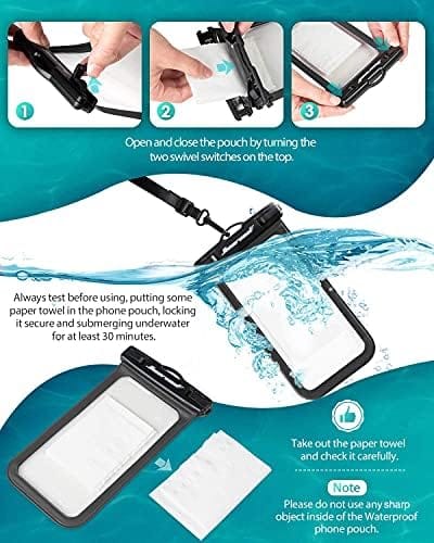 Hiearcool Waterproof Phone Pouch, Waterproof Phone Case for iPhone 16 15 14 13 Pro Max, IPX8 Cellphone Dry Bag Beach Cruise Ship Essentials 2Pack-8.3" - Image 5