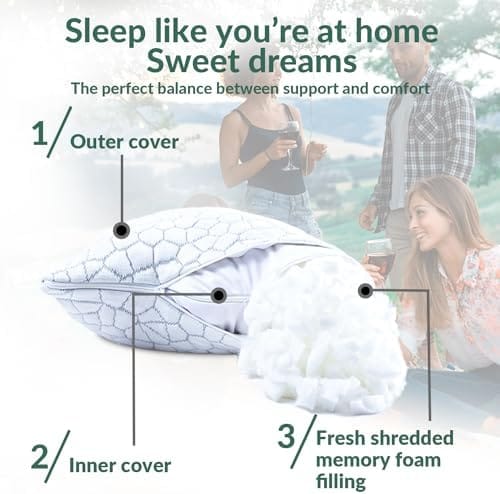 QUTOOL Small Travel Pillows for Sleeping, Cooling Memory Foam Camping Pillow, Backpacking Pillow for Hiking Gear, Portable Pillow with Travel Storage Bag, Camping Essentials for Adults Kids - Image 9