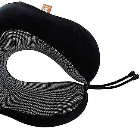 Memory Foam Travel Pillow, Neck Pillow with 360-Degree Head Support, Comfortable and Lightweight, Ideal for Sleeping on Airplane, Car, Train, Bus and Home Use, Comes with Storage Bag (Black) - Image 4