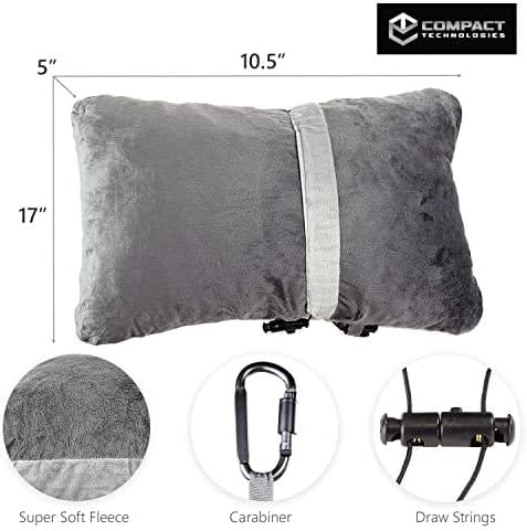 Compact Travel Pillow Made with Shredded Memory Foam and Super Soft Fleece Fabric for Ultimate Comfort in Travel. Patented Design Rolls and Compacts Small for Travel. (Grey) - Image 3