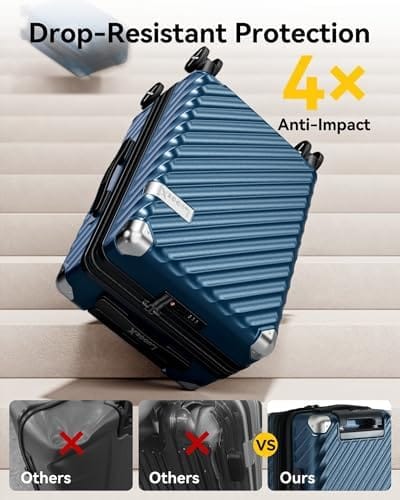 LUGGEX Luggage with Spinner Wheels, Polycarbonate Expandable Hard Shell Suitcase, Carry On 20 Inch, Charcoal Metallic - Image 3