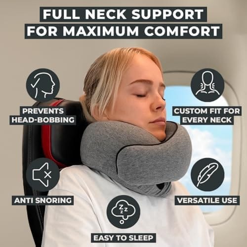 FlyHugz® Neck Travel Pillow | Memory Foam Neck Pillow for Comfort on Airplane | Compact and Ergonomic Design for Travel, Car Rides, and Home Use | Ideal for Adults and Kids - Image 2