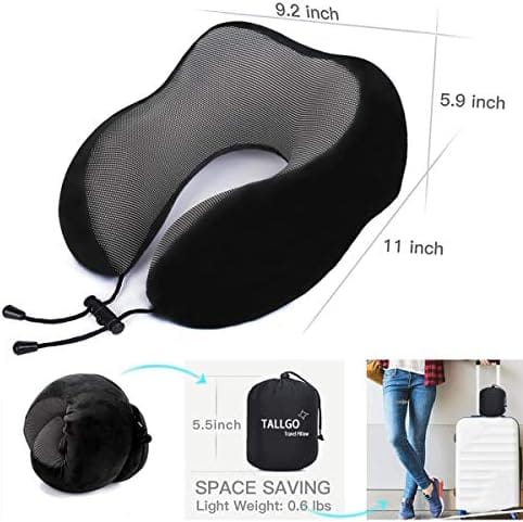 Travel Pillow, Best Memory Foam Neck Pillow Head Support Soft Pillow for Sleeping Rest, Airplane Car & Home Use (Black) - Image 4