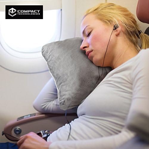 Compact Travel Pillow Made with Shredded Memory Foam and Super Soft Fleece Fabric for Ultimate Comfort in Travel. Patented Design Rolls and Compacts Small for Travel. (Grey) - Image 2