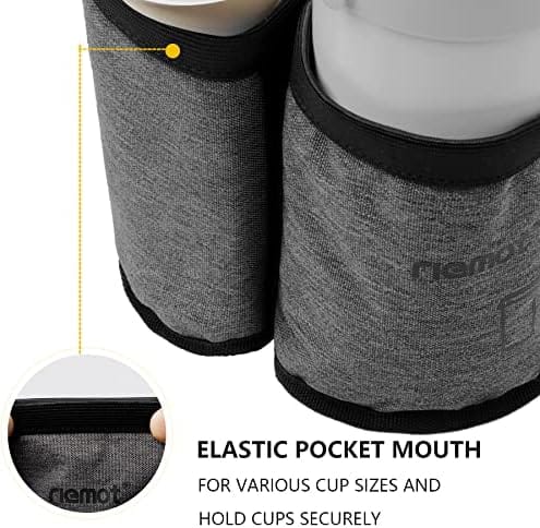 riemot Luggage Travel Cup Holder Free Hand Drink Carrier - Hold Two Coffee Mugs - Fits Roll on Suitcase Handles - Gifts for Flight Attendants Travelers Accessories Grey - Image 4