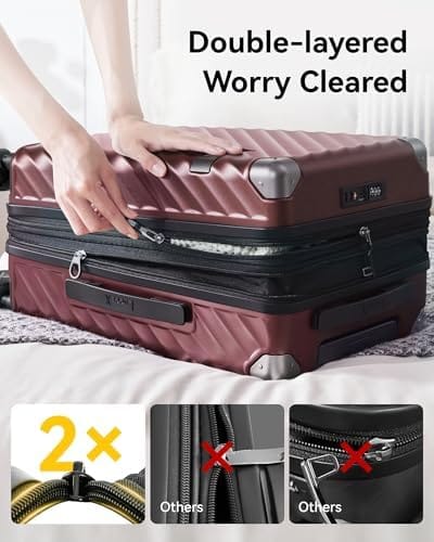 LUGGEX Luggage with Spinner Wheels, Polycarbonate Expandable Hard Shell Suitcase, Carry On 20 Inch, Charcoal Metallic - Image 4